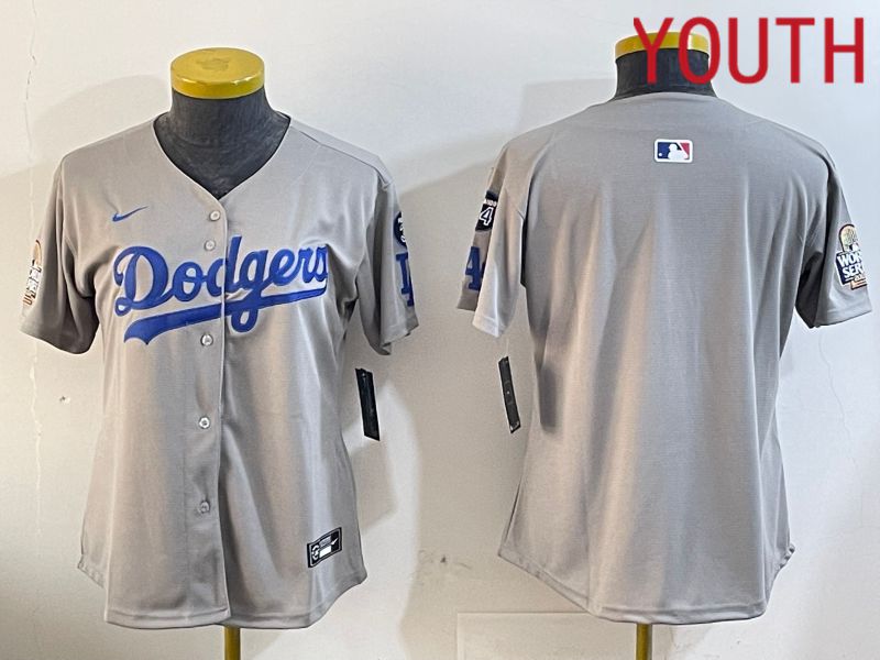 Youth Los Angeles Dodgers Blank Grey Game 2024 Nike MLB Jersey style 12059